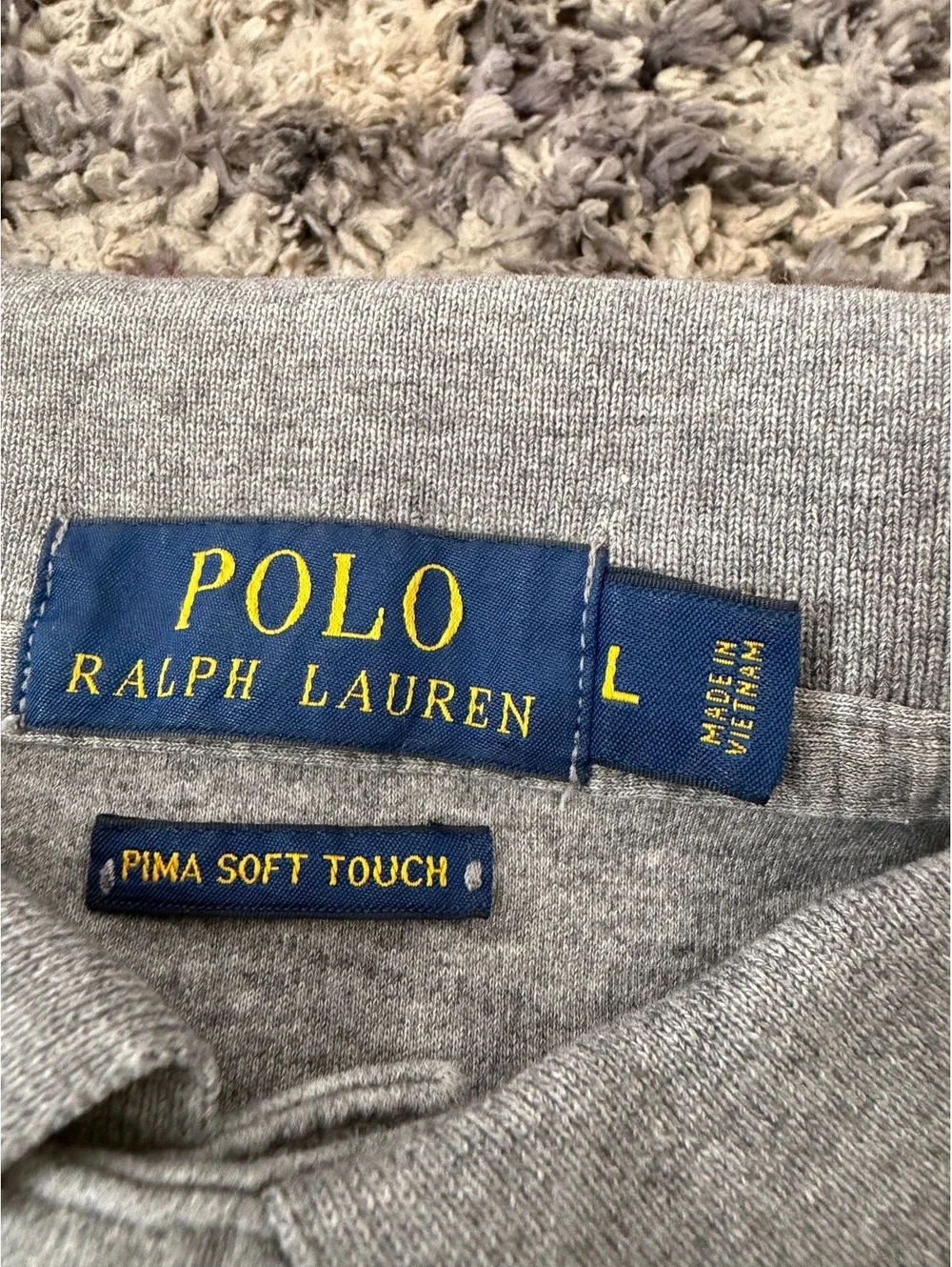 Polo Ralph Lauren Pima Soft Touch Polo Shirt Gray Blue Pony Men’s Large L